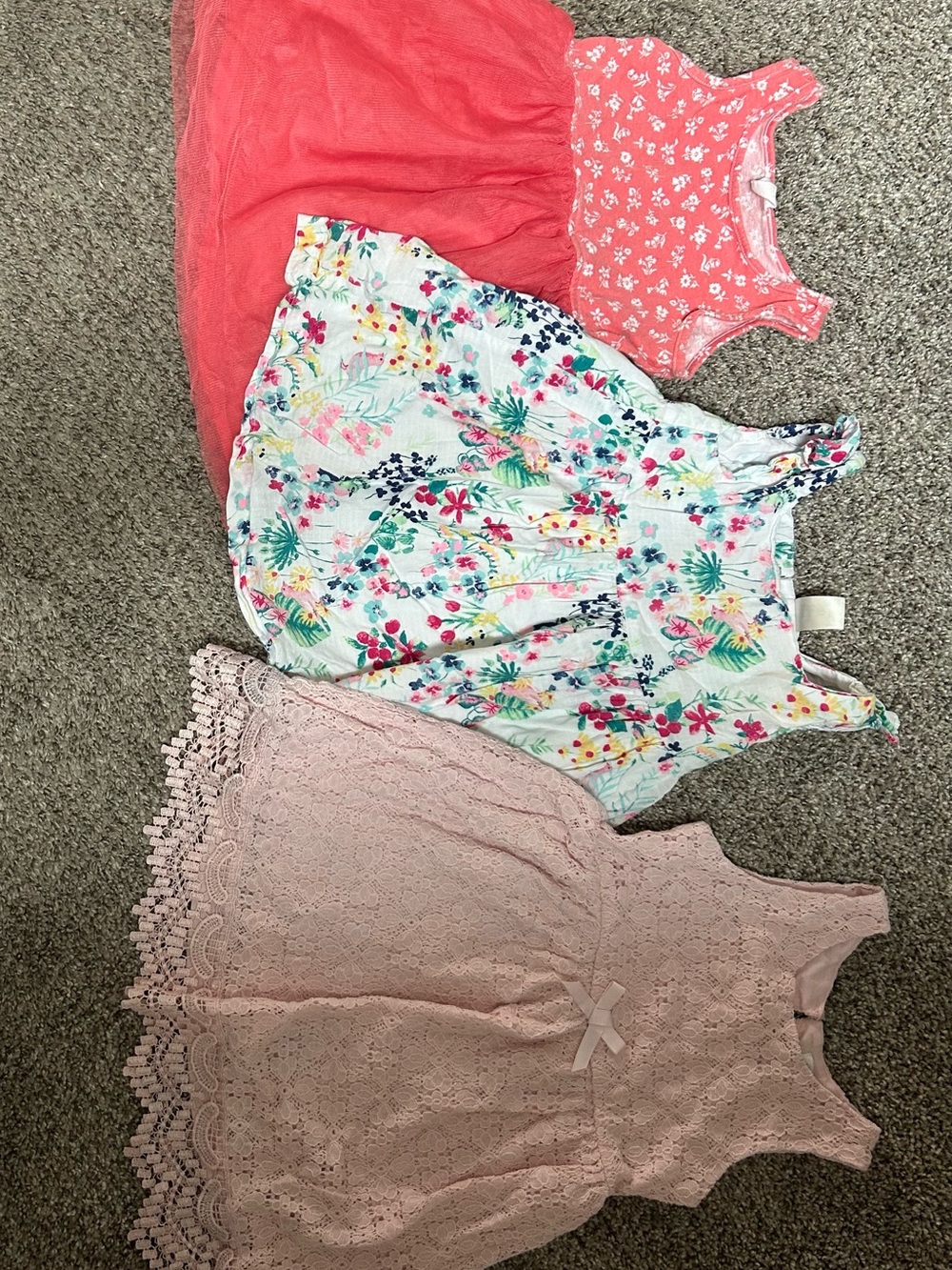 GAP Girls Coral, Light Pink & Floral Tank Tops and Dress Set